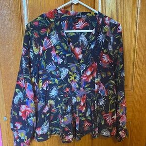 J. Crew Multicolor Silk Floral Blouse